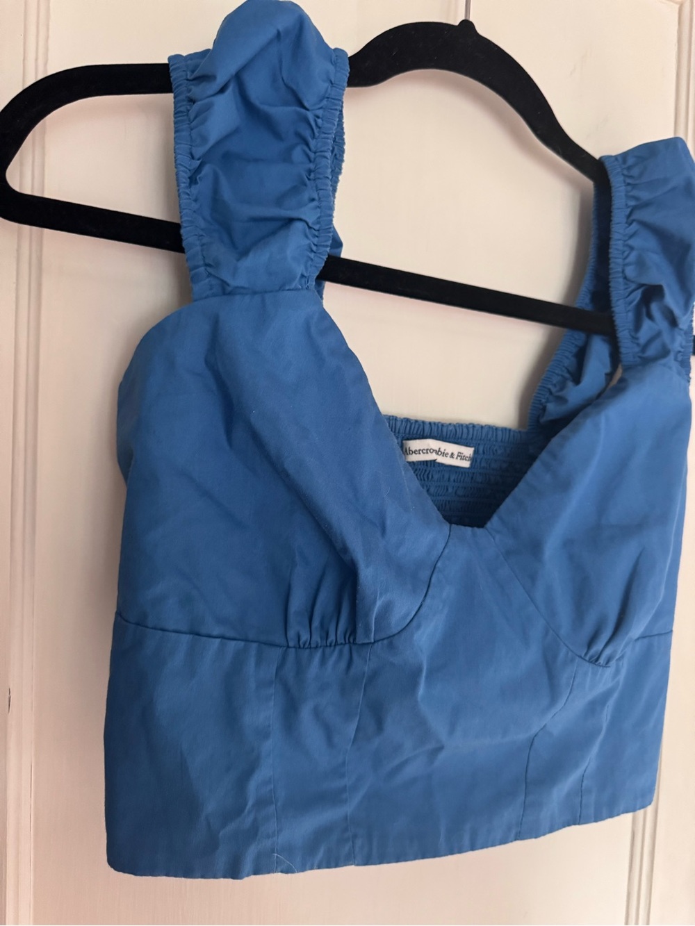 Abercrombie & Fitch Blue Cap Puff Sleeve Poplin Crop Top Size M - Picture 4 of 7